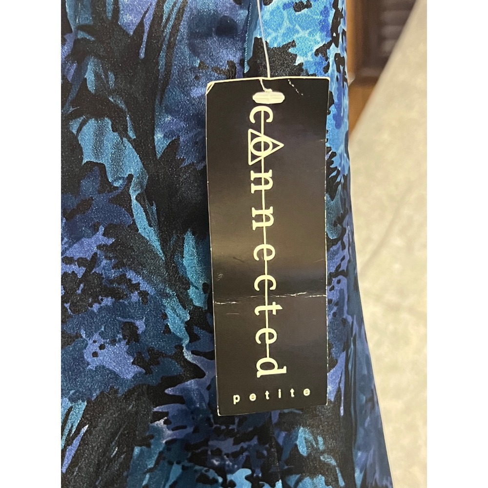 Connected Apparel Sheath Dress Women 10P Blue Black Abstract Floral Metallic NEW - Picture 3 of 10